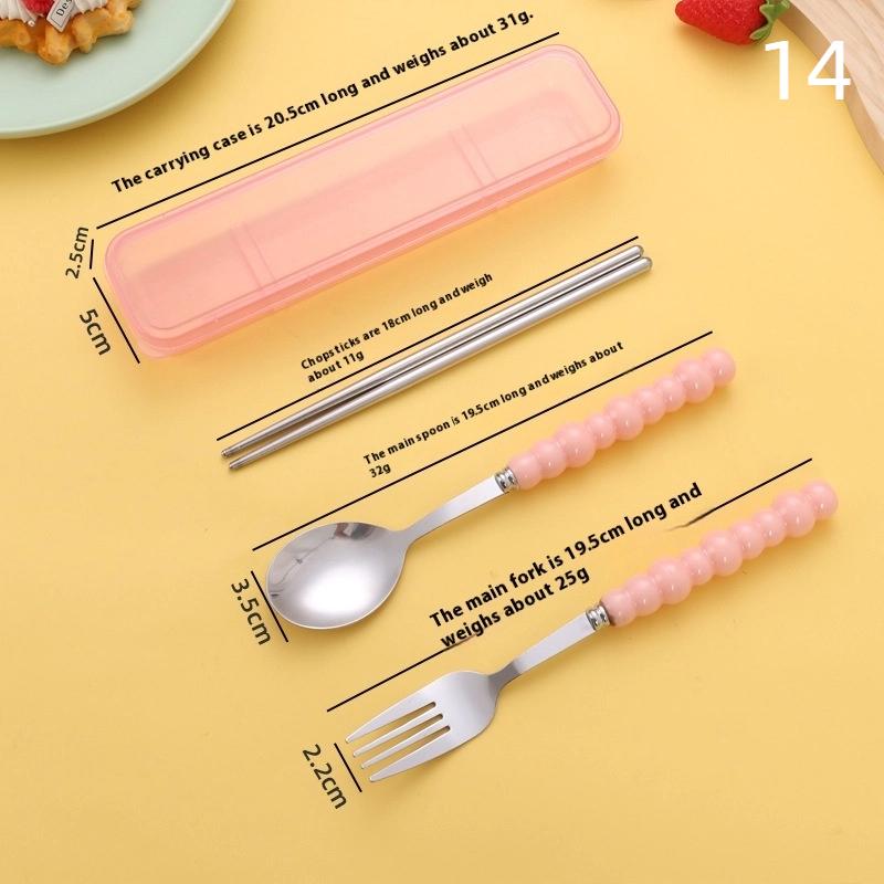 Stainless Steel Portable Student Tableware Outdoor Travel Lunch Box Spoon Fork Chopsticks Set With Storage Case Adult Gift