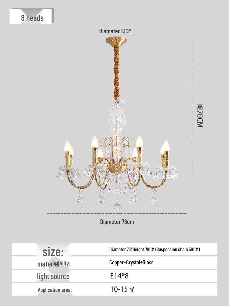 Nordic Wave Crystal Copper Chandelier for Dining Room, Bedroom, or Living Room