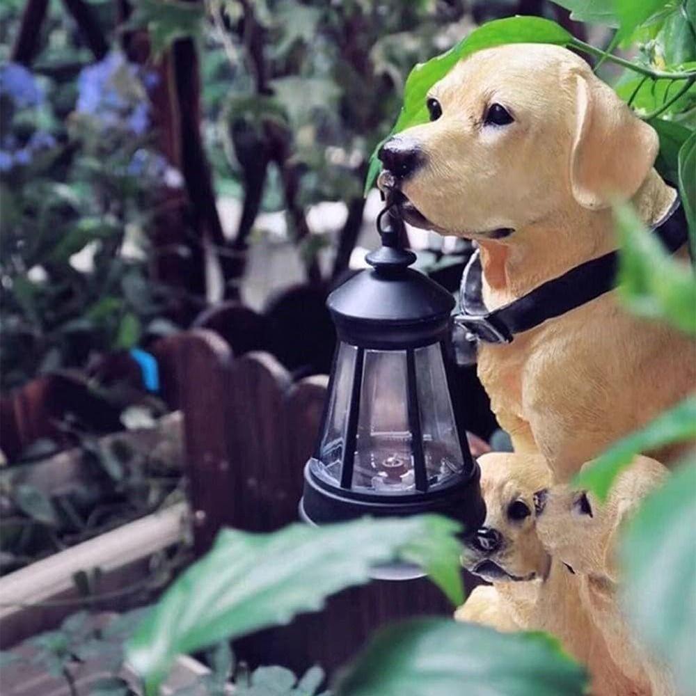 Rustic Design Solar Dog LED Light Creative Puppy Resin Light Resin Dog Sculpture  Outdoor Sculpture