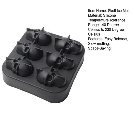 Yousheng Skull Ice Ball Mold Flexible Silicone Ice Tray for Cocktails Whiskey Halloween Horror Theme Ice Cube Maker for Spooky Parties Gothic Events