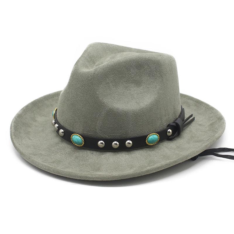 New jazz hat hat ethnic Tibetan style western cowboy hat windbreak rope top hat autumn and winter men's and women's felt hats