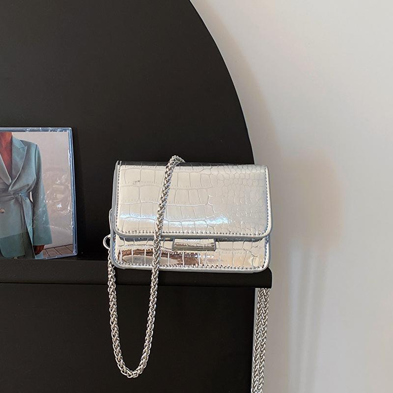 Women Shoulder Handbags Crocodile Pattern PU Leather Trend Designer Chain Hasp Bags Coin Purse Mini Single Square Bag ARI