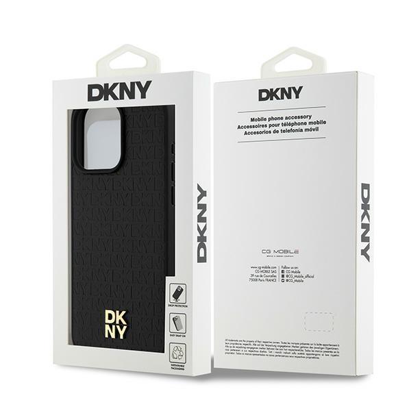 Etui do iPhone 15 Pro Max DKNY Leather Monogram MagSafe Czarne