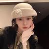 French Wool White Top Hat for Women In Autumn and Winter Hepburn Style Elegant Pearl Gold Hat Women's Beret Makes The Face Smaller