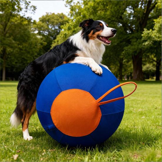 Inflatable Herding Ball for Dogs 18 Inches Calming Ball with Cover Handle Heavy-duty Dog Toy Ball for Training Large Breeds Active Play Exercise