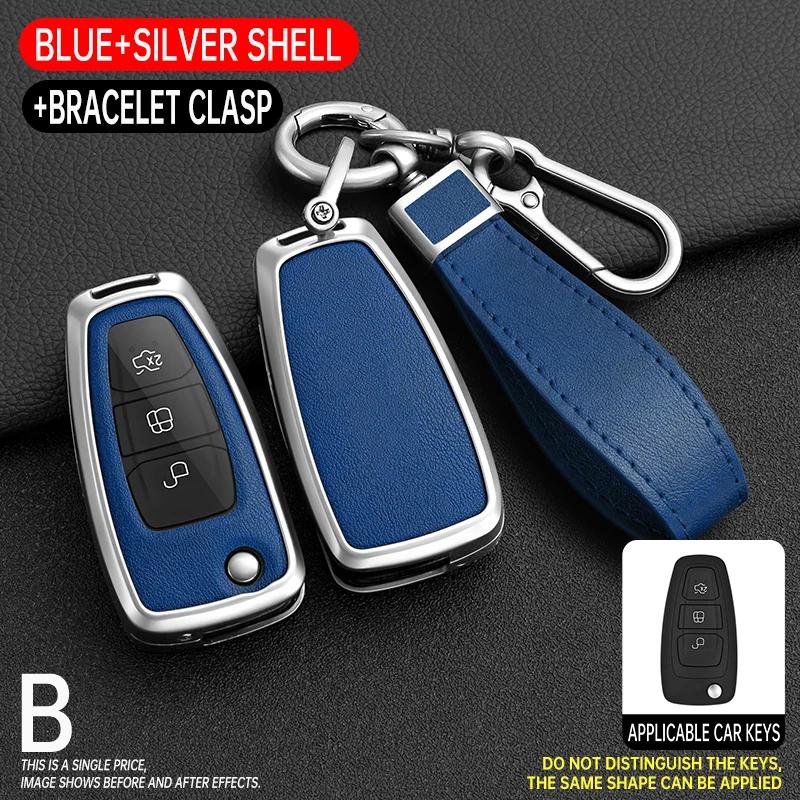 Zinc Alloy + Silicone Car Key Case Cover For Ford Fiesta Ranger C-Max S-Max Focus 3 4 Galaxy Mondeo Transit Tourneo Custom Mk4