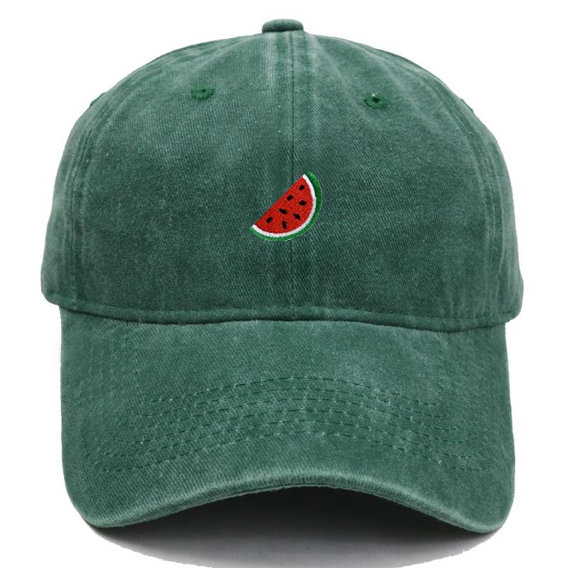 Printed Watermelon Baseball Cap Men's Washed Soft Top Retro Dad Hats Women's Casual Versatile Fashion Trend Duck Tongue Caps