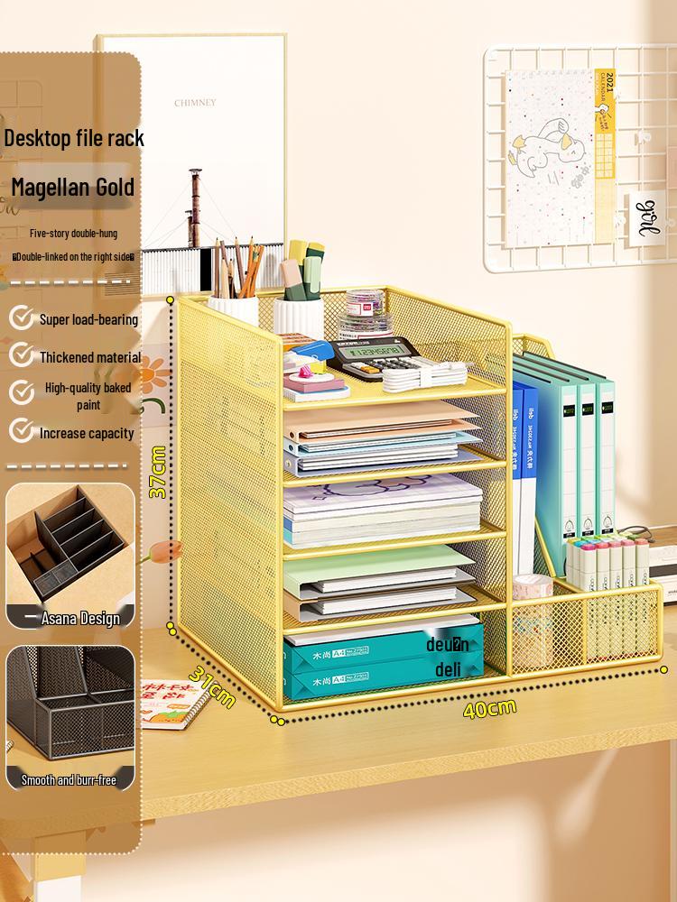 Multi-Layer Desktop File & Book Organizer for Office & Student Use