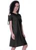 Moomaya Cold Shoulder T-shirt Dress Round Neck Casual Knee Length Summer Dresses For