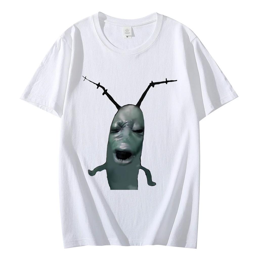 Cursed Plankton Funny Meme Graphic T Shirts Casual Comfort Short Sleeve Tshirt High Quality Fashion Oversized Tshirts Unisex