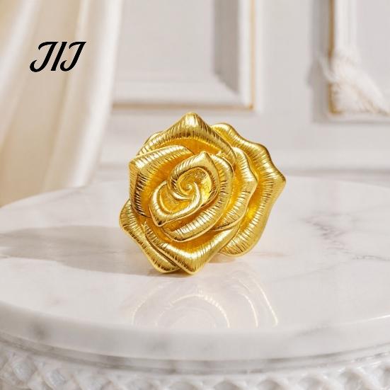 Zinc Alloy Brooch Vintage Golden Plated Rose Brooch, Metal Flower Lapel Pin for Dainty Badge Women, Relief Floral Suits Dresses Shirts Scarves Scarf