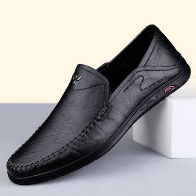 Mocassins Masculinos de Couro Genuíno Slip on Sapatos Casuais Macios Antiderrapantes Respiráveis Flats de Condução Marca de Luxo Caminhada Slip on Mocassim