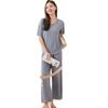 Ice Silk Couple Pajama Set - Seamless, Solid Color, Short Sleeve Sleepwear for Men & Women, Ideal for Spring/Summer