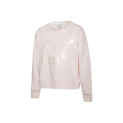 Casual Print Crew Neck Sweatshirt Women Tops Pink 597405-87