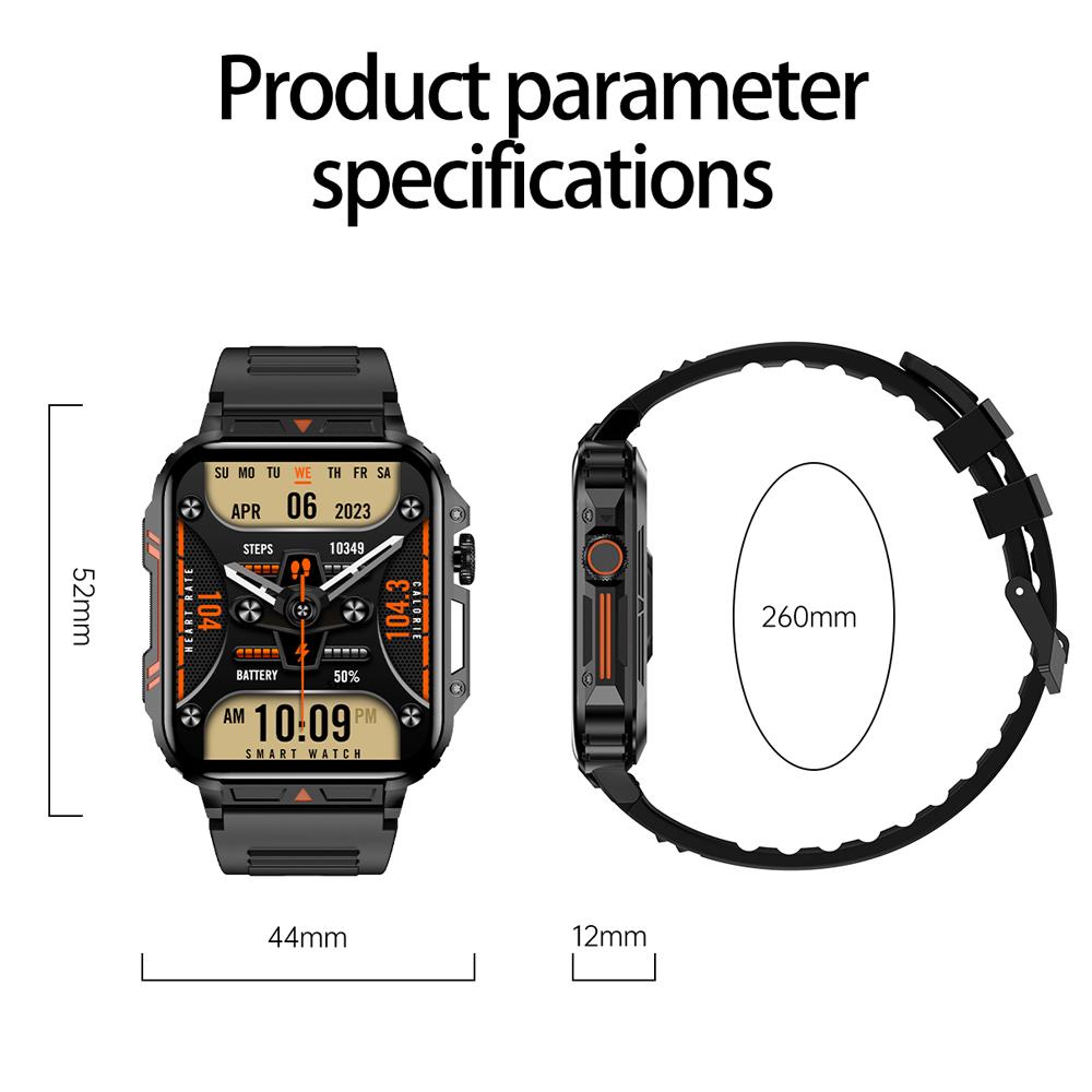 New 1.95 Outdoor Military Man Smart Watch Men Bluetooth Call Smartwatch Men ForAndroid IOS IP68 Waterproof Ftiness Watches