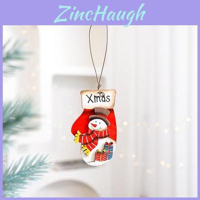 Christmas Wooden Decor Ornaments With Painted Santa And Snowman For Holiday Festive Display