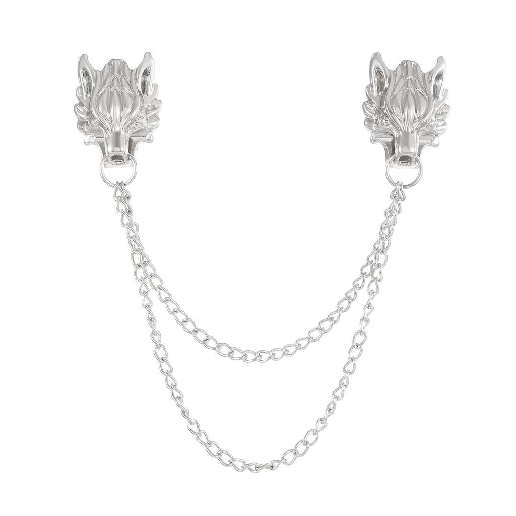 Men's Retro Pixiu Dragon Head Brooch: Creative Alloy Collar Pin for Suits