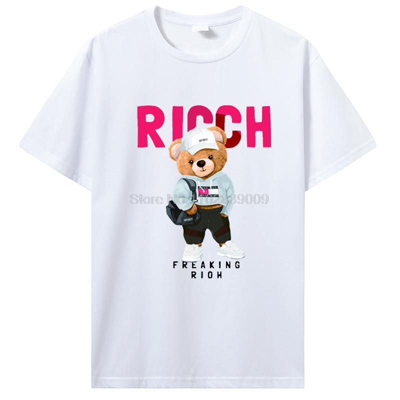 Teddy Bear Playing Badminton Tshirt Exercise Clothing T-shirt Graphics Kawaii Men Women Short Sleeve Printed T Shirt Top Tees