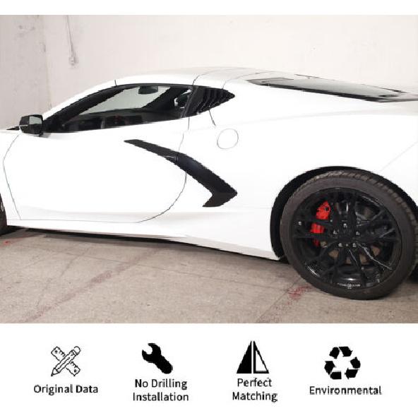 Gloss Black Rear Quarter Window louver Trim Cover Fits for Corvette C8 -25