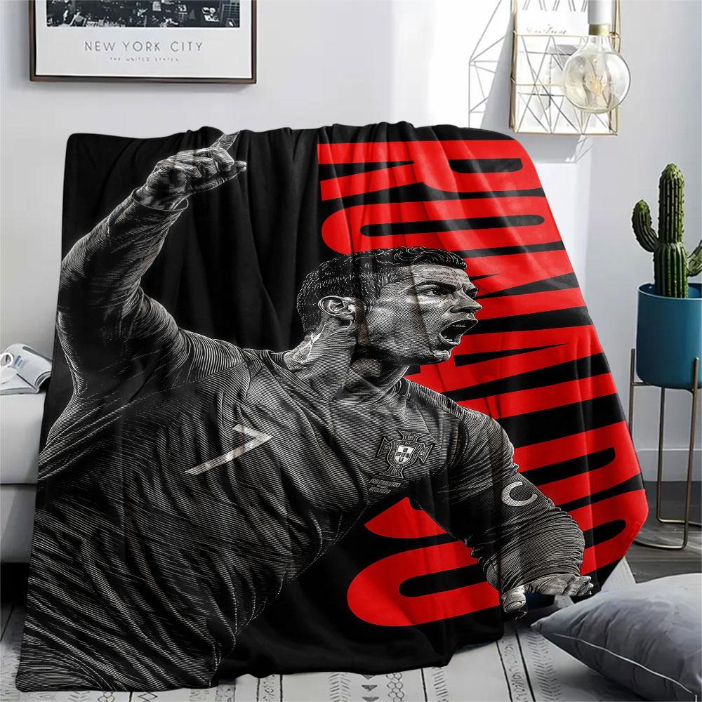 1PC CR7 Patterned Flannel Blanket Suitable For All Seasons for Home Decor Warmth and Comfort Gifts Holiday Present
