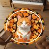 1pc cat autumn Round Chair mat office Area Rug - Non-Slip, Floor Mat for Office, Bedroom, Ideal home decor gift c0112122