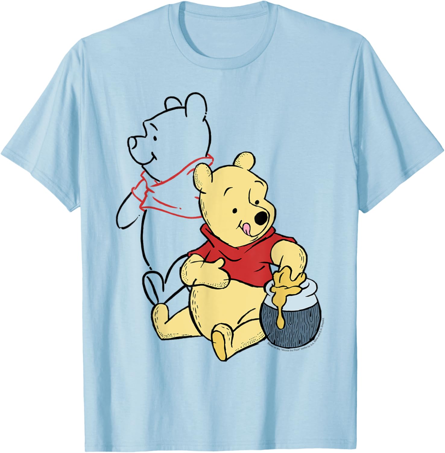 Hot Fashion Casual Disney Winnie The Pooh Line Art Portrait T-Shirt S-4XL Four Seasons XXL