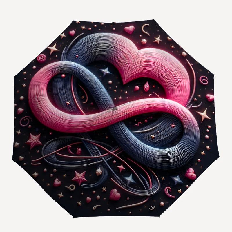 1pc Heart Infinity Symbol Automatic Folding Umbrella - Portable Collapsible 8-Rib Umbrella for All Seasons yy251119196