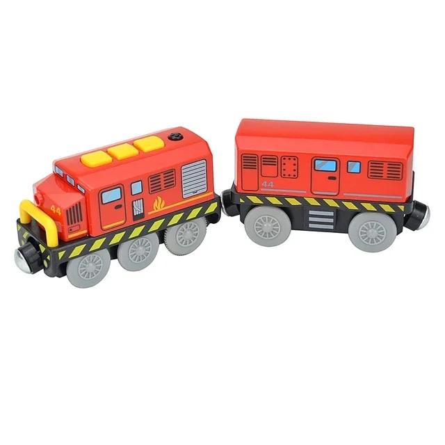 Non-Toxic Kids Battery Electric Train Toy Set Wooden Track Train Compatible With Wooden Track Railway Children'S Educational Toys Gifts