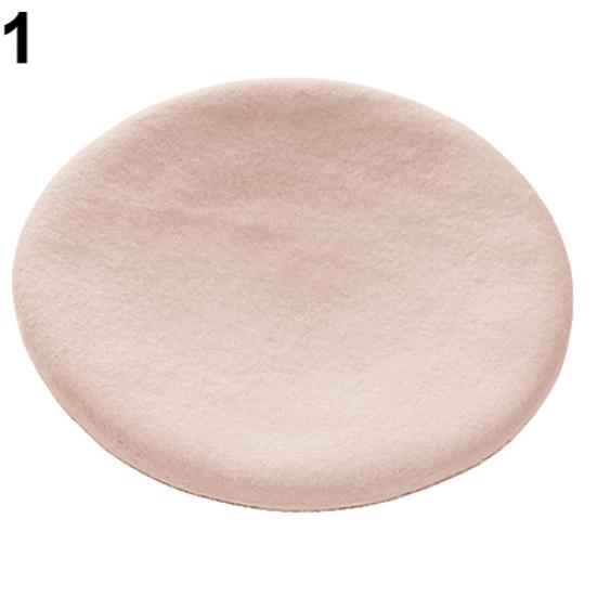 Damen Klassischer Wollfilz Warm Französische Baskenmütze Mütze Einzelfarbe Süße Mini-Kappe