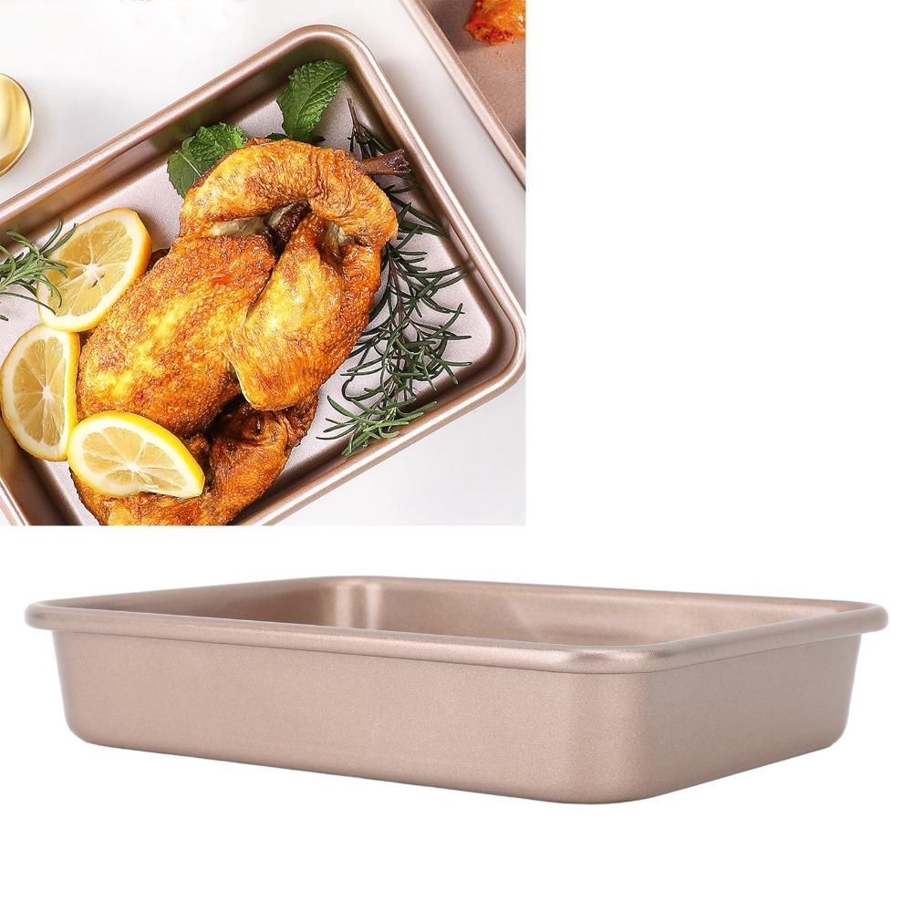 Durable Carbon Steel Baking Pan Rectangular Deep Oven Tray Non-Stick Rolled edge Rectangular Sheet Pan Home Kitchen DIY Baking