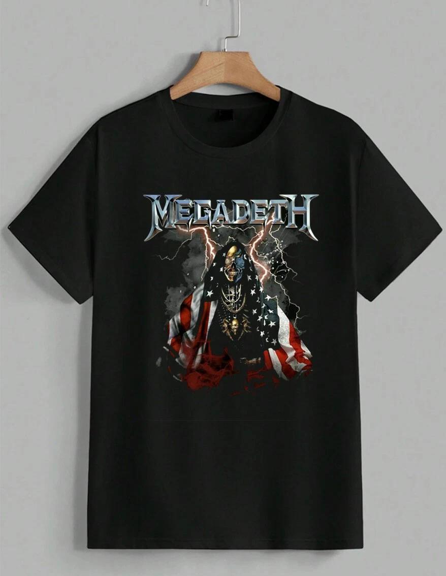 Megadeth United Abominations T-Shirt Vic Rattlehead US Flag Graphic Tee Unisex XL