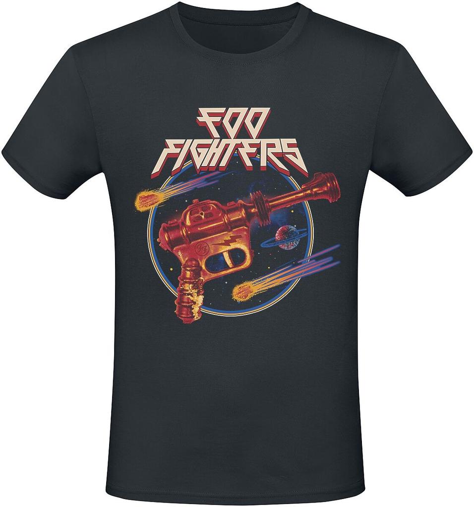 Foo Fighters Retro Wing & Lightning Badge Print T-Shirt, Cotton Unisex Rock Fans Tee