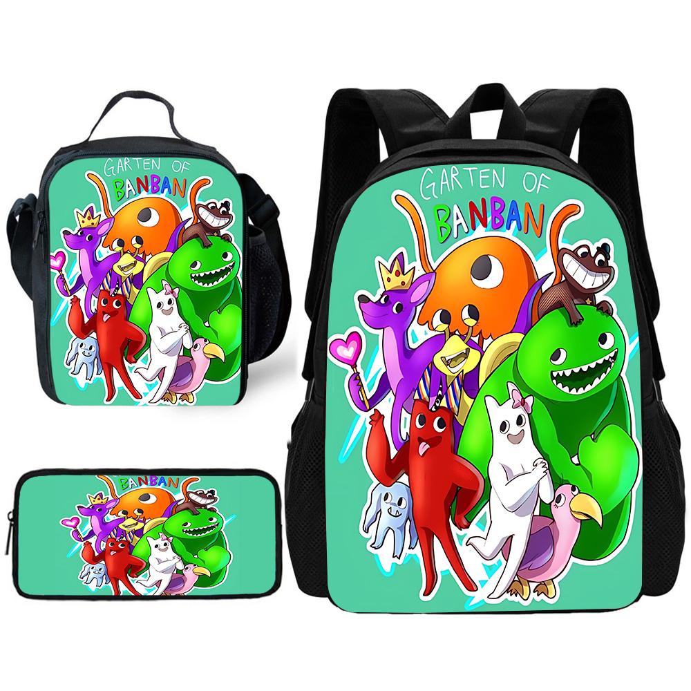 Child School Gartens of BanBans Game Backpack with Lunch Bags ,Pencil Bags ,School Bags for Boys Girls Best Gift