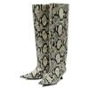 Fashion Brand Snake Pattern Low Heel Women's Knee Long Boots Fashion Stage Show Black Sexy Autumn and Winter Women's Shoes Size 34-43