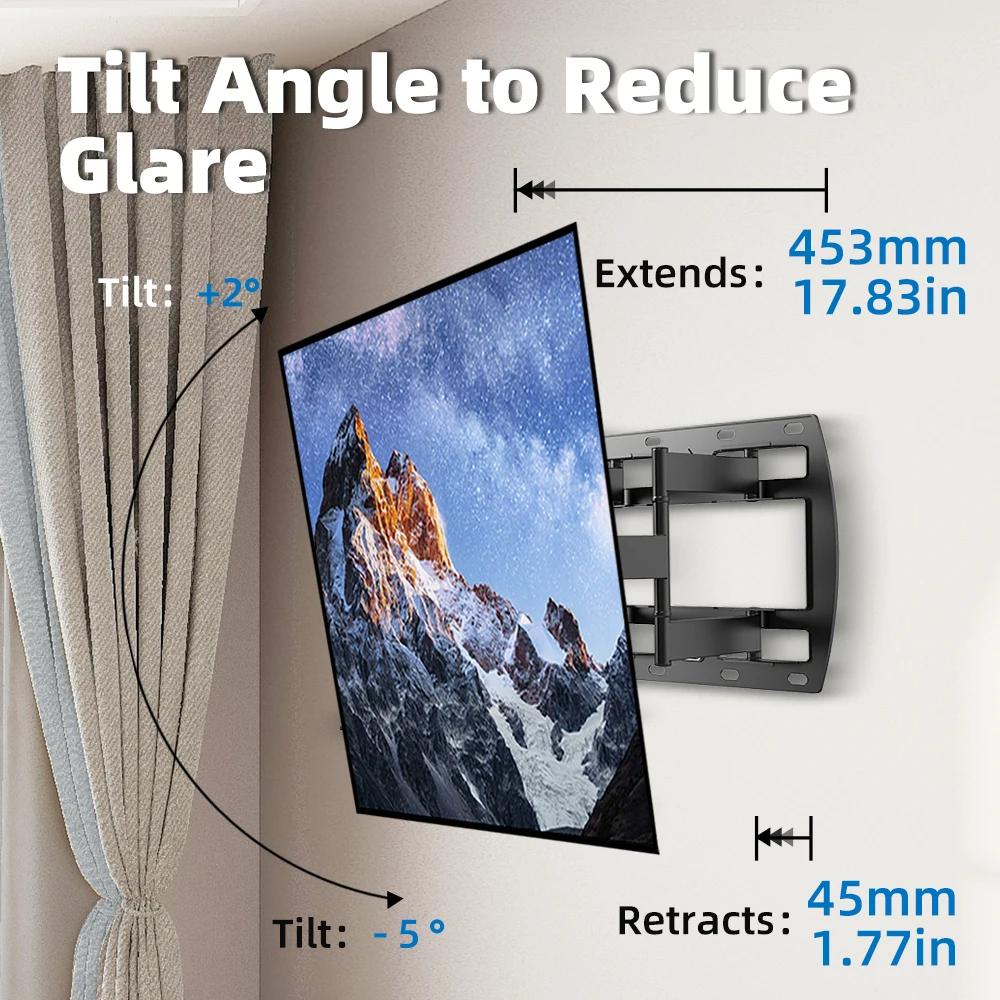 TV Wall Mount for 50"-90" Up To 176 Lbs Full Motion TV Mount with Swivel Tilt Dual Articulating Arms Max VESA 600x500mm