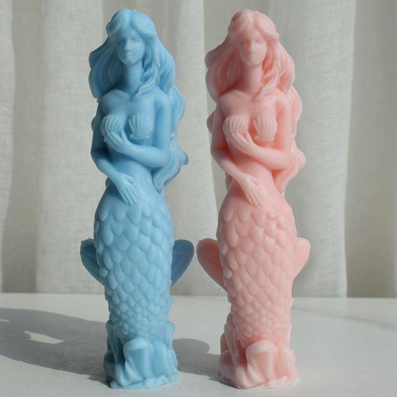 Mermaids Epoxy Resin Mold Non-stick Scented Candle Silicone Mold DIY Plasters Crafts Table Ornament Tool Durable
