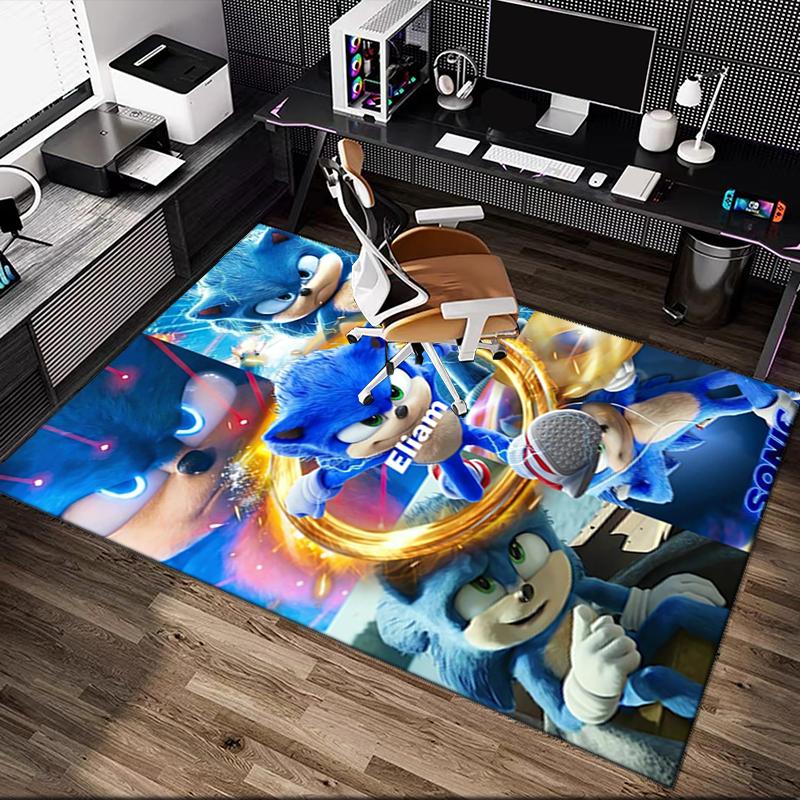 1pc SONIC Rug, Digital Printed Home Chair Sofa Mat, Durable Office Area Carpet, Beautiful Festival Decorations