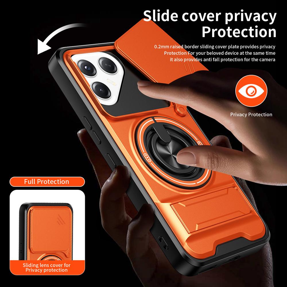 KEYSION Magnetic Phone Case for TECNO POVA 7 Ultra 5G 7 Pro Slide Camera Protection Upright Kickstand Ring Shockproof Back Cover