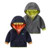 Herbst Kleinkind Junge Dicke Jacke Baumwolle Fleece Krokodil Langarm Kapuzenkind Jungen Mantel Locker Samt Warm Kontrast Baby Jungen Mantel