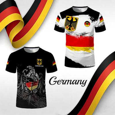 Niemcy Godło Narodowe T-shirt z nadrukiem 3D Szybkoschnący i oddychający Koszulka piłkarska Męska Damska Codzienny T-shirt z krótkim rękawem