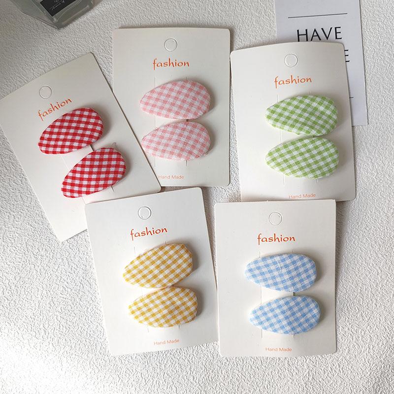 2PC Sweetly Plaid BB Hair Claw Side Clips for Girls Kids Child Students Hairpin Gift Hair Accessories Headwear Ornament