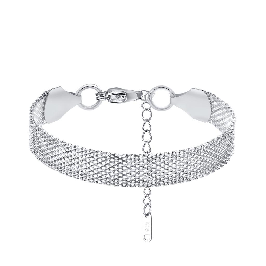 Trendy 10mm Mesh Band Bracelets for Women Boho Jewelry, Adjustable Chain Bracelet with Stamp Accessory