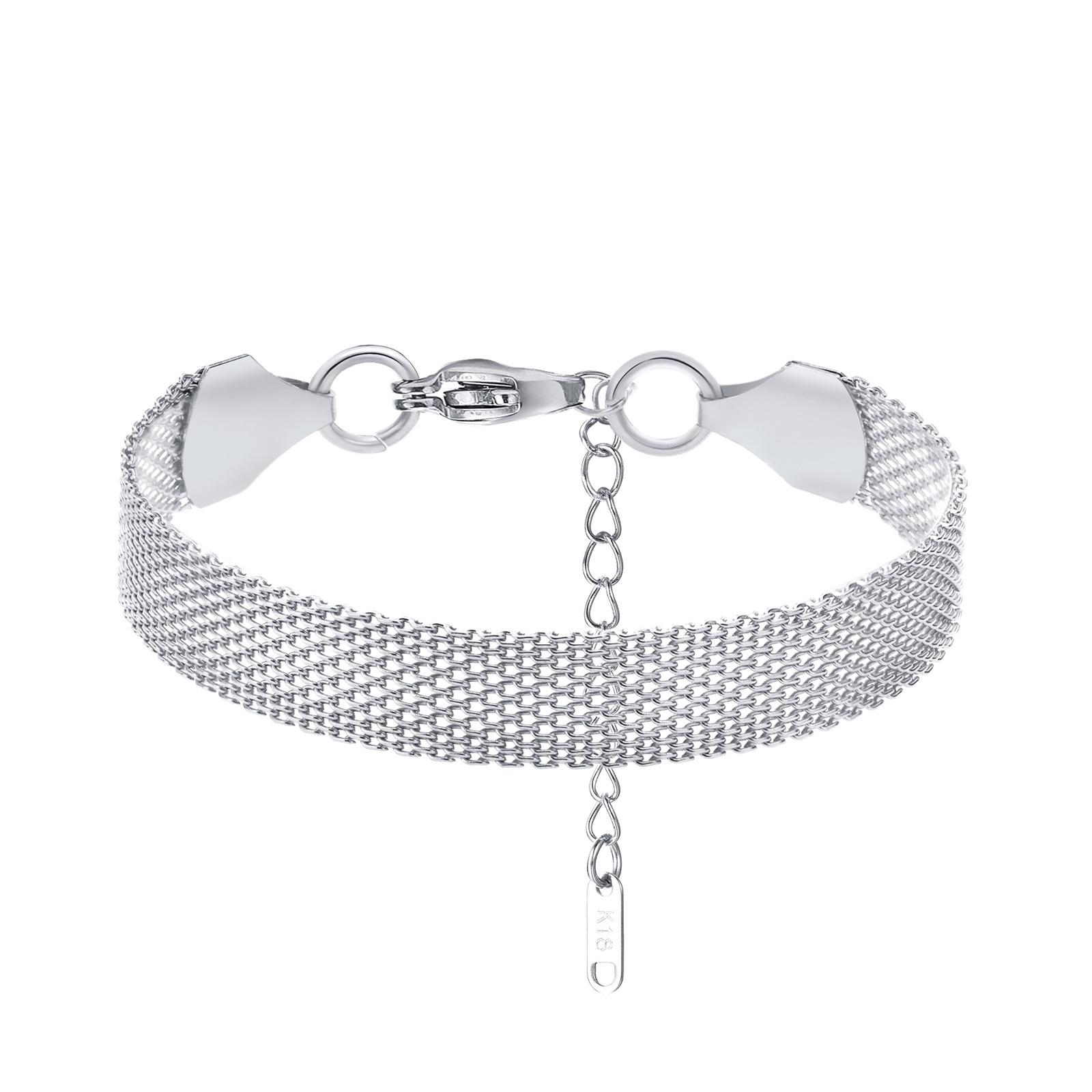 

Trendy 10mm Mesh Band Bracelets for Women Boho Jewelry, Adjustable Chain Bracelet with Stamp Accessory