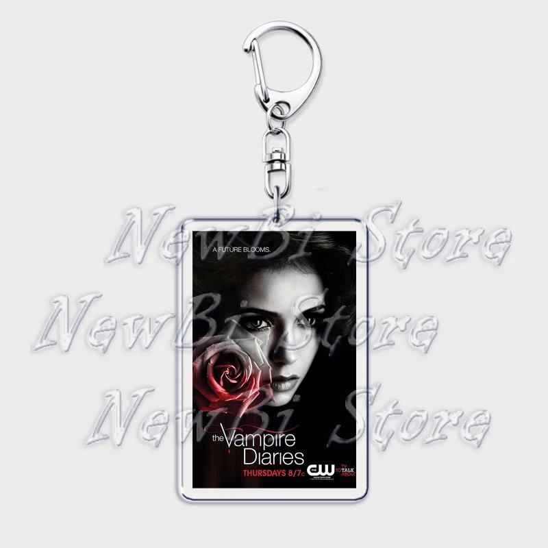TVD The Vampire Diaries Keychain for Accessories Bag Damon Stefan Salvatore Elena Gilbert Key Chain Keyring Jewelry Fans Gifts