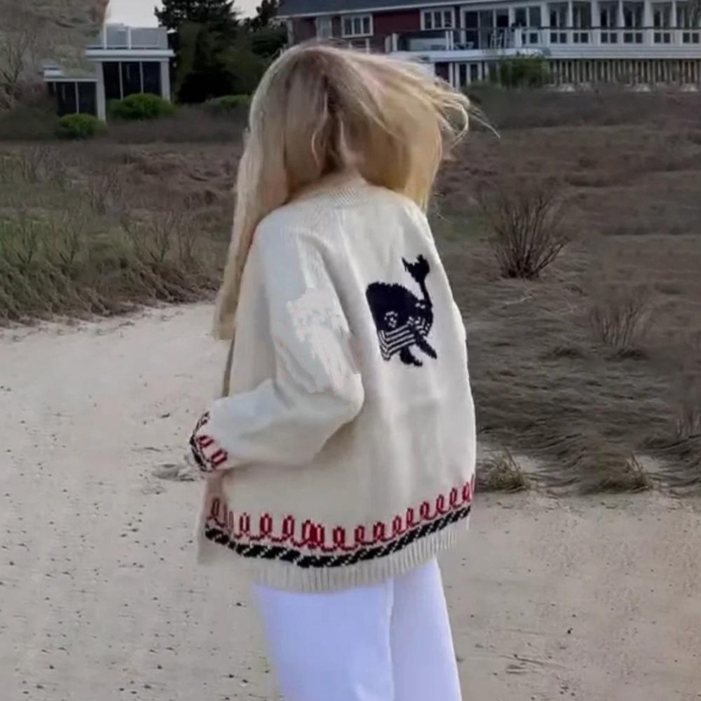 2025 Women's Casual Printed Knit Cardigan Sweater Coat