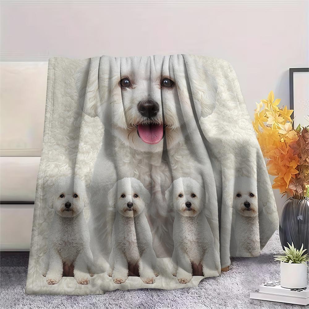 1Pc Chihuahua Poodle Dog Print Flannel Blanket, High quality Comfortable for All Seasons, Home Decor, Warmth and Comfort, Perfect for Gifts