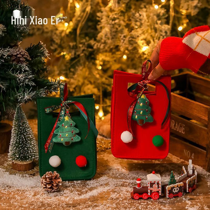 Christmas Eve Apple Gift Tote - Leather Holiday Packaging Bag