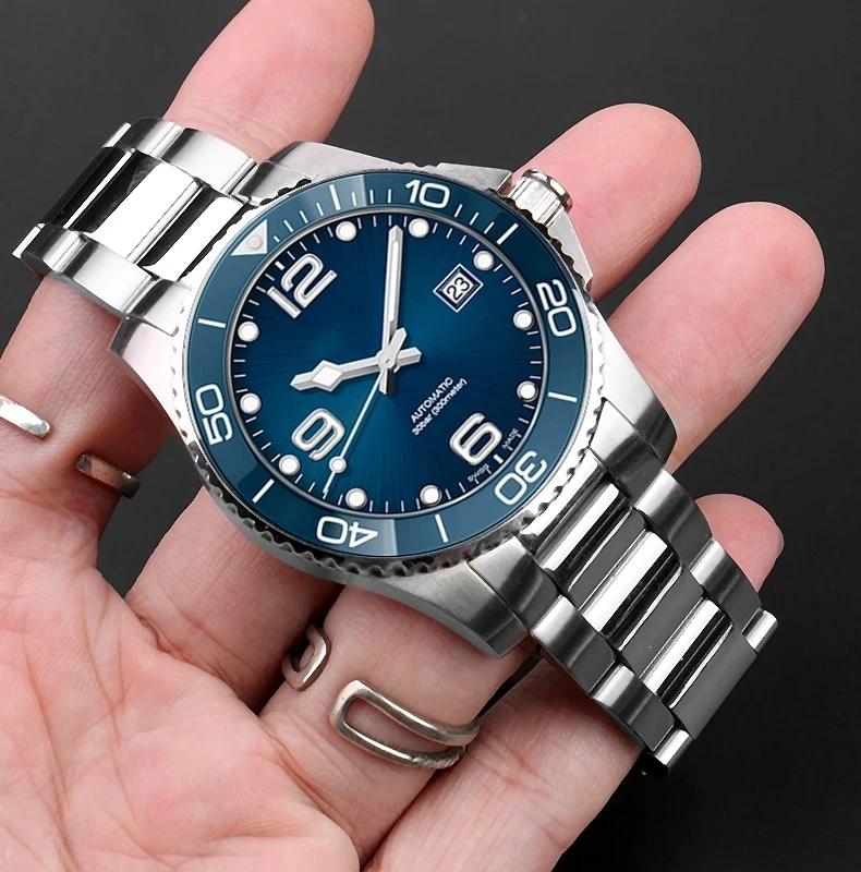 Stainless Steel Watch Band 21mm for Longines HydroConquest Conquest L3.781 782 642 Silver Solid Watch Straps