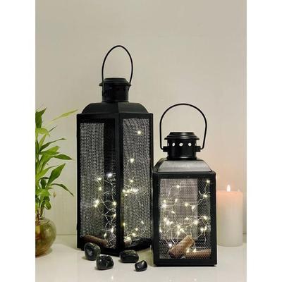 Set of 2 Iron Lantern and Candle Tealight Holder for Home Decor Items  Candles for Home Decoration