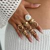 Baroque Pearl Hollow Open Rings Set for Women Punk Irregular Geometry 3/10Pcs/Set Adjustable Ring Hip Hop Knuckle Female Zircon